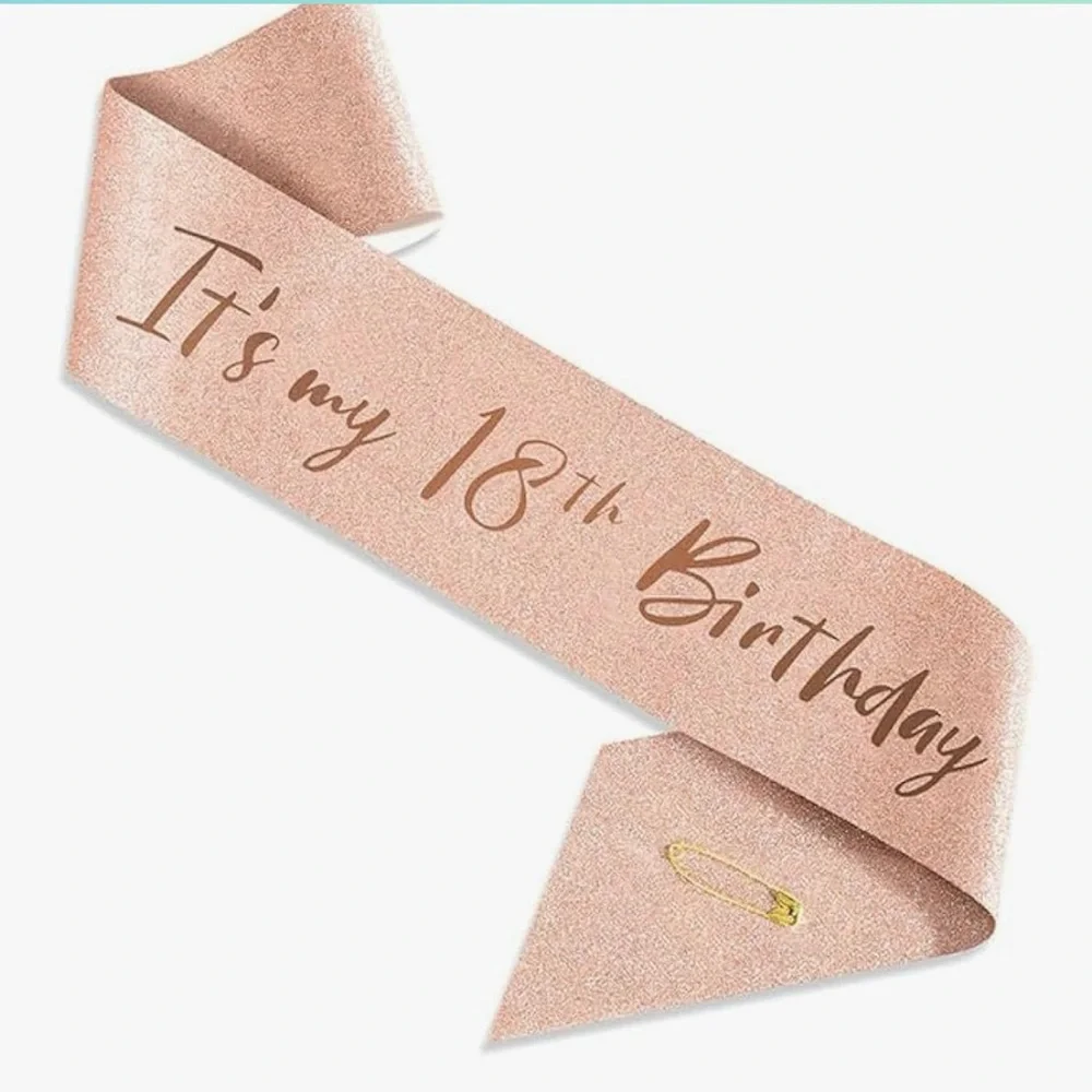 Rose Gold 18th Birthday Party Decoration Set Princess Tiara Crown & Sash NEW